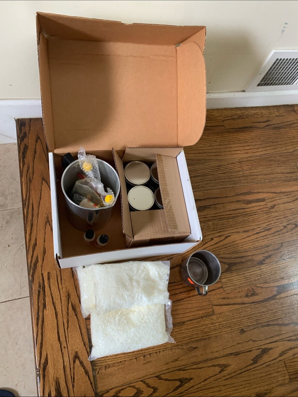Home Wax Melting Kit with Cream and Silver Accents